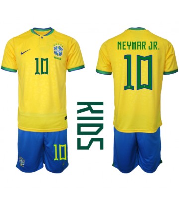 Brazylia Neymar Jr #10 Koszulka Podstawowych Dziecięca MŚ 2022 Krótki Rękaw (+ Krótkie spodenki)